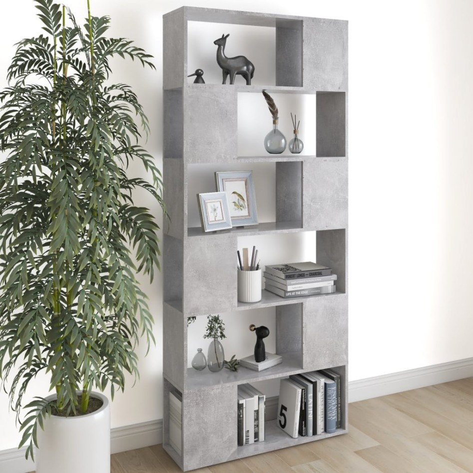 Librería separador contrachapada gris hormigón 80x24x186