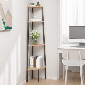 Estantería esquina 4 baldas marrón claro negro 45,5x31,5x150