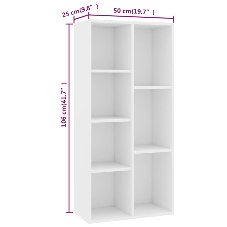 Estantería librería madera contrachapada blanco 50x25x106