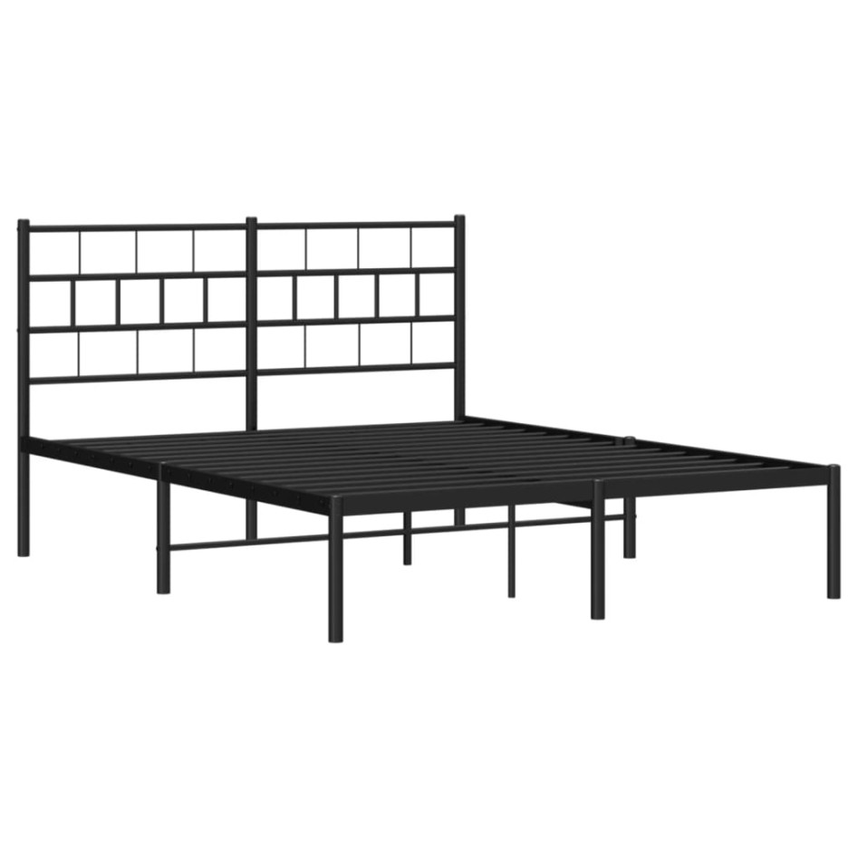 Estructura cama sin colchón con cabecero metal negro 140x200