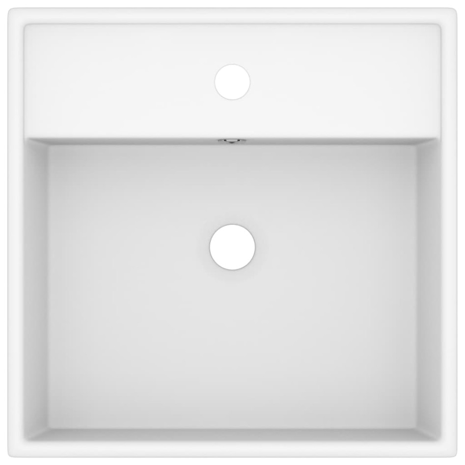Lavabo cuadrado rebosadero cerámica blanco mate 41x41
