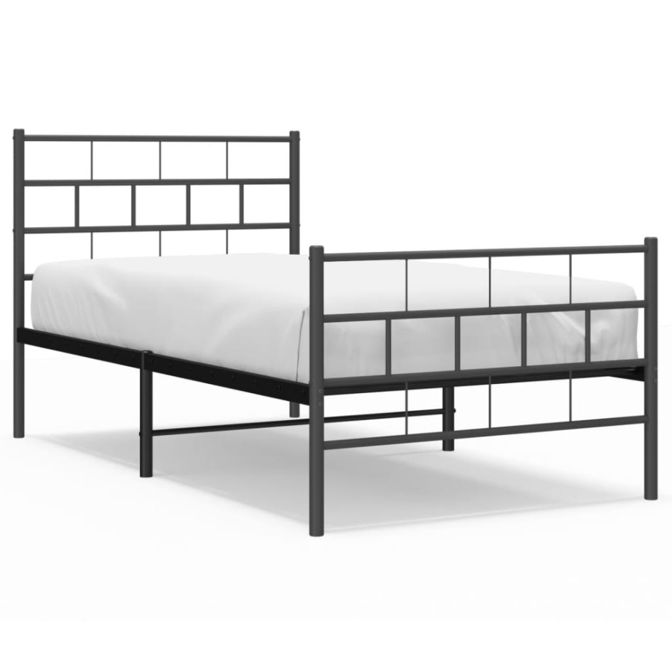 Estructura cama sin colchón con estribo metal negro 90x190