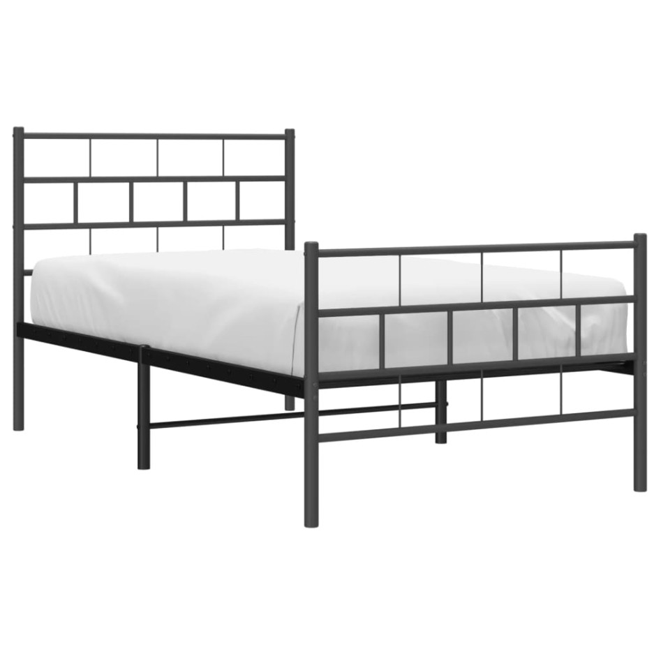 Estructura cama sin colchón con estribo metal negro 90x190