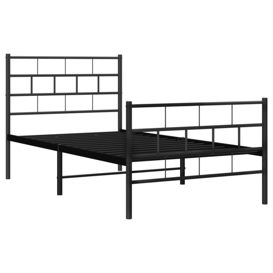 Estructura cama sin colchón con estribo metal negro 90x190