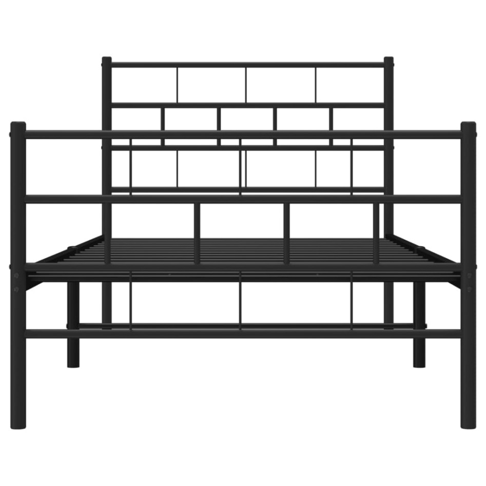 Estructura cama sin colchón con estribo metal negro 90x190