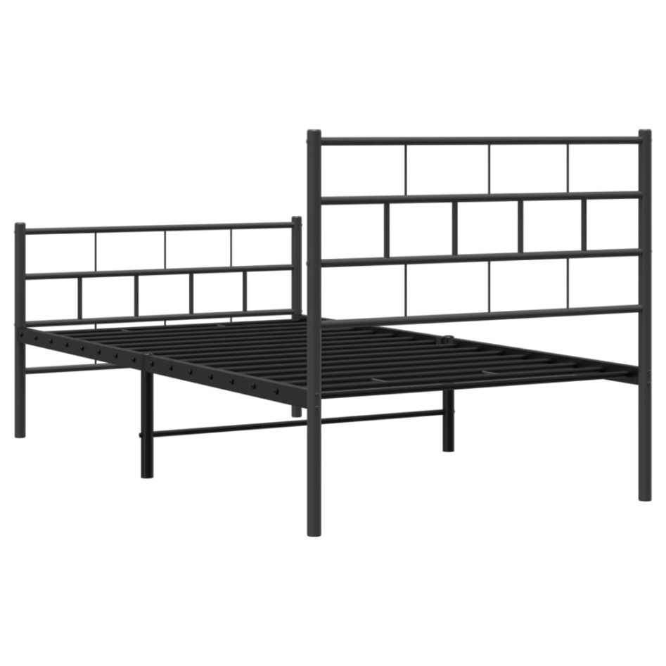 Estructura cama sin colchón con estribo metal negro 90x190