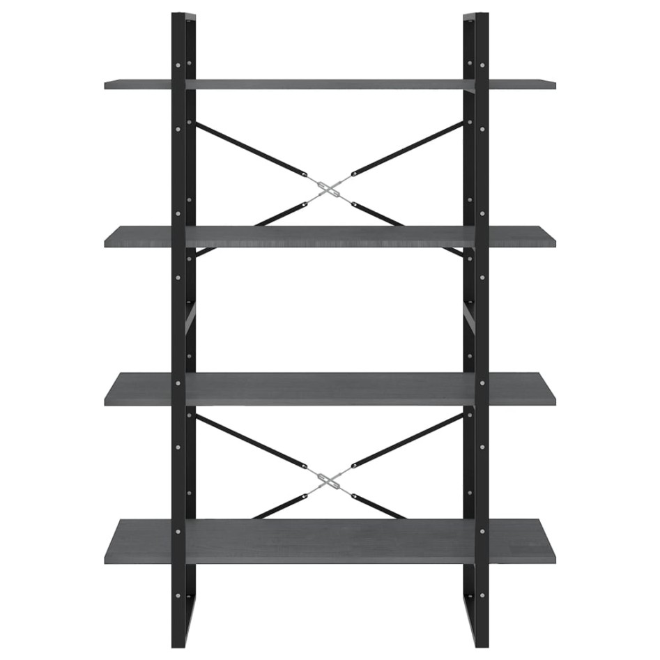 Estantería 4 niveles madera maciza de pino gris 100x30x140