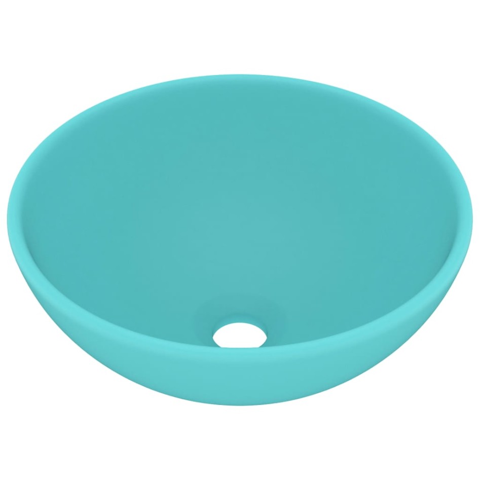 Lavabo de lujo redondo cerámica verde claro mate 32,5x14