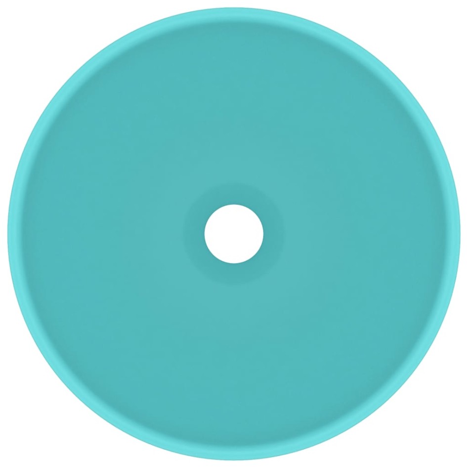 Lavabo de lujo redondo cerámica verde claro mate 32,5x14