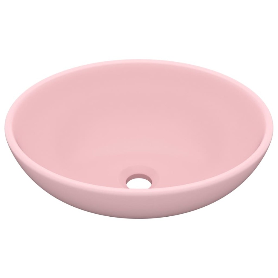 Lavabo de lujo ovalado cerámica rosa mate 40x33