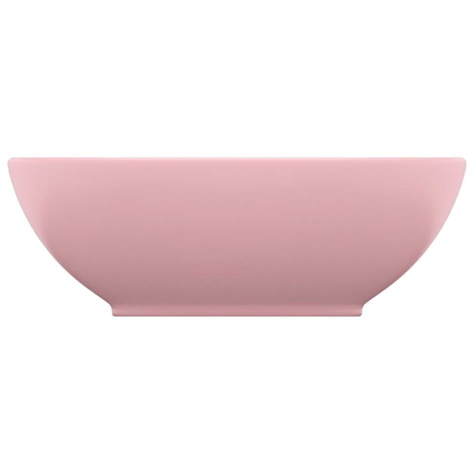 Lavabo de lujo ovalado cerámica rosa mate 40x33