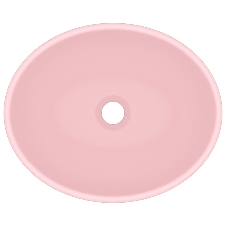 Lavabo de lujo ovalado cerámica rosa mate 40x33