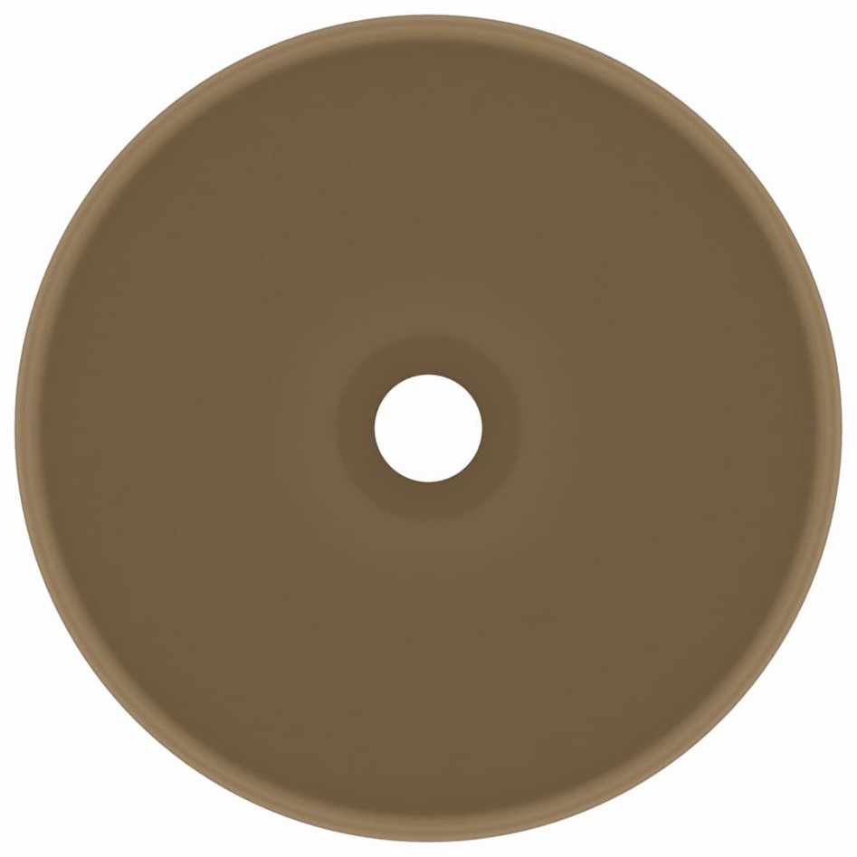 Lavabo de lujo redondo cerámica crema mate 32,5x14