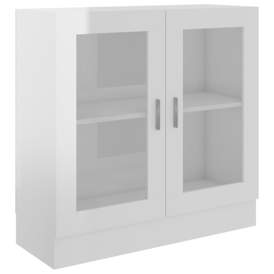 Vitrina de madera contrachapada blanco brillo 82,5x30,5x80