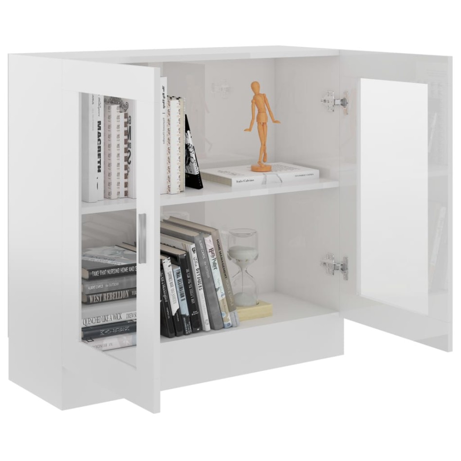 Vitrina de madera contrachapada blanco brillo 82,5x30,5x80