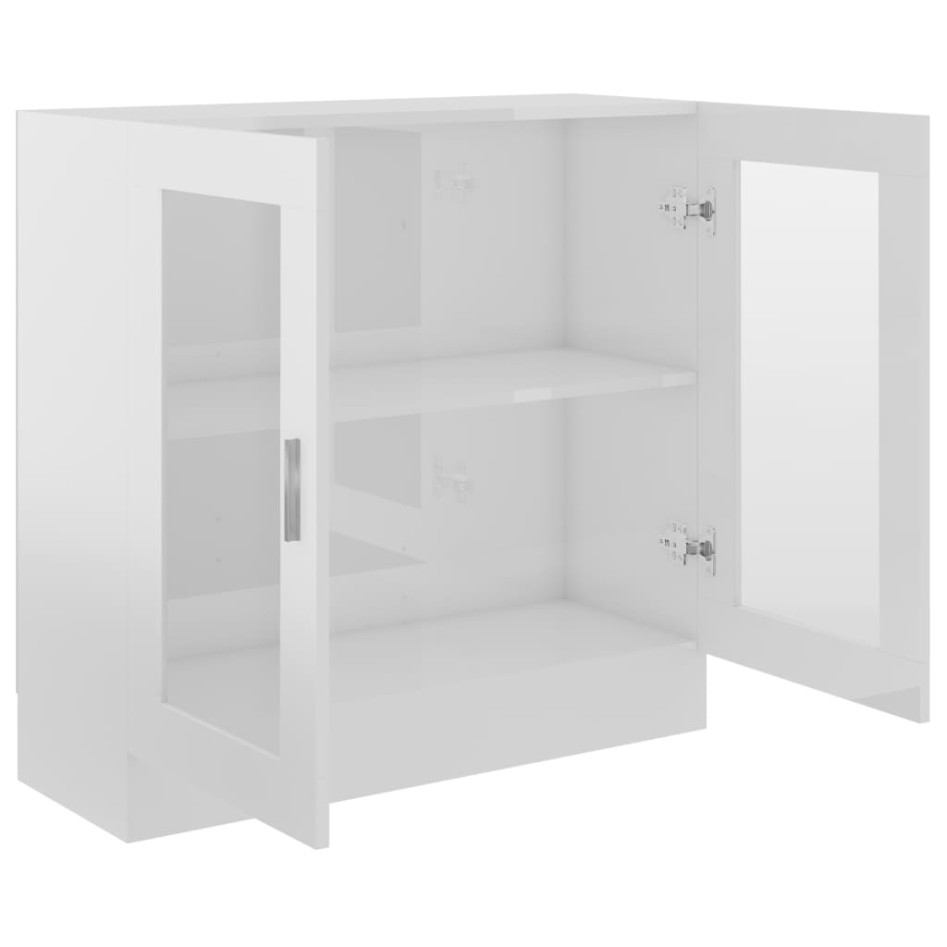 Vitrina de madera contrachapada blanco brillo 82,5x30,5x80