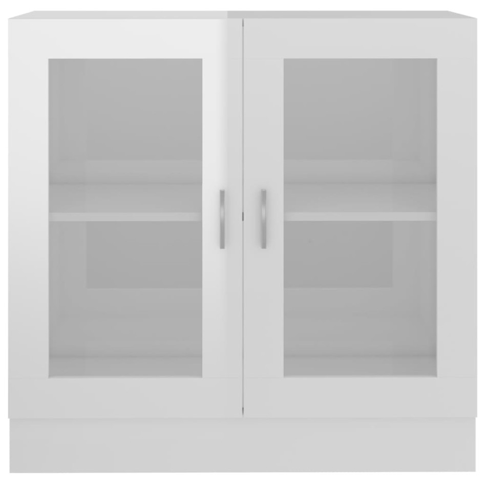 Vitrina de madera contrachapada blanco brillo 82,5x30,5x80
