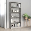 Estantería de 5 niveles contrachapada gris hormigón 80x24x175cm
