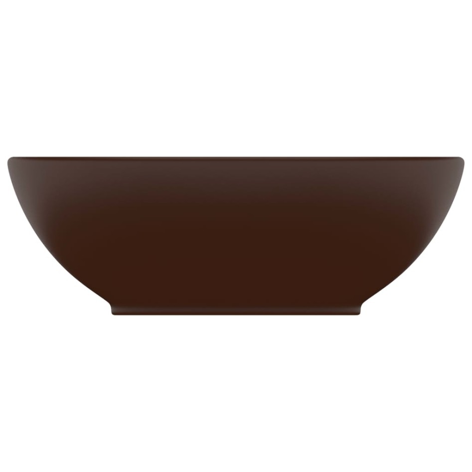 Lavabo de lujo ovalado cerámica marrón oscuro mate 40x33