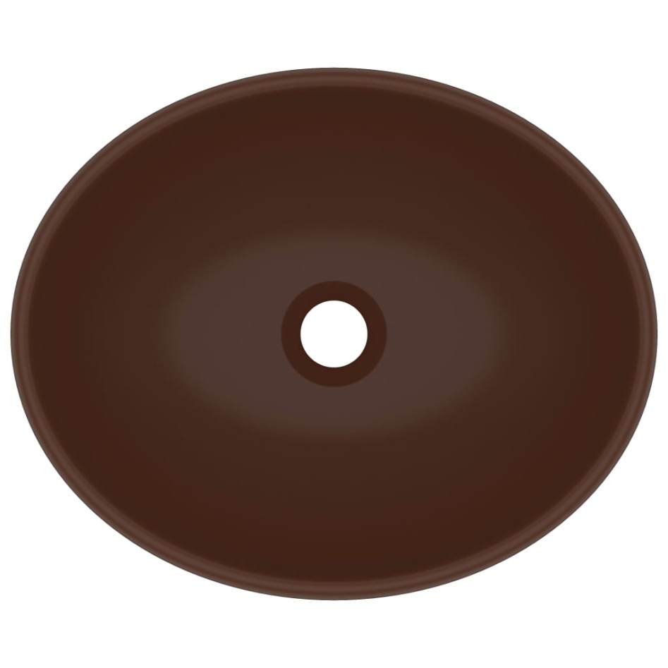 Lavabo de lujo ovalado cerámica marrón oscuro mate 40x33