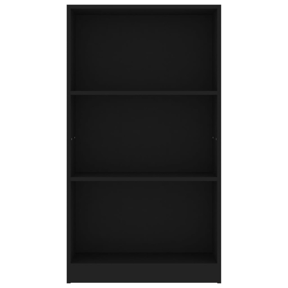 Estantería de 3 niveles madera contrachapada negra