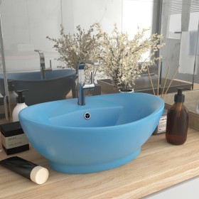 Lavabo lujoso con rebosadero cerámica azul claro 58,5x39