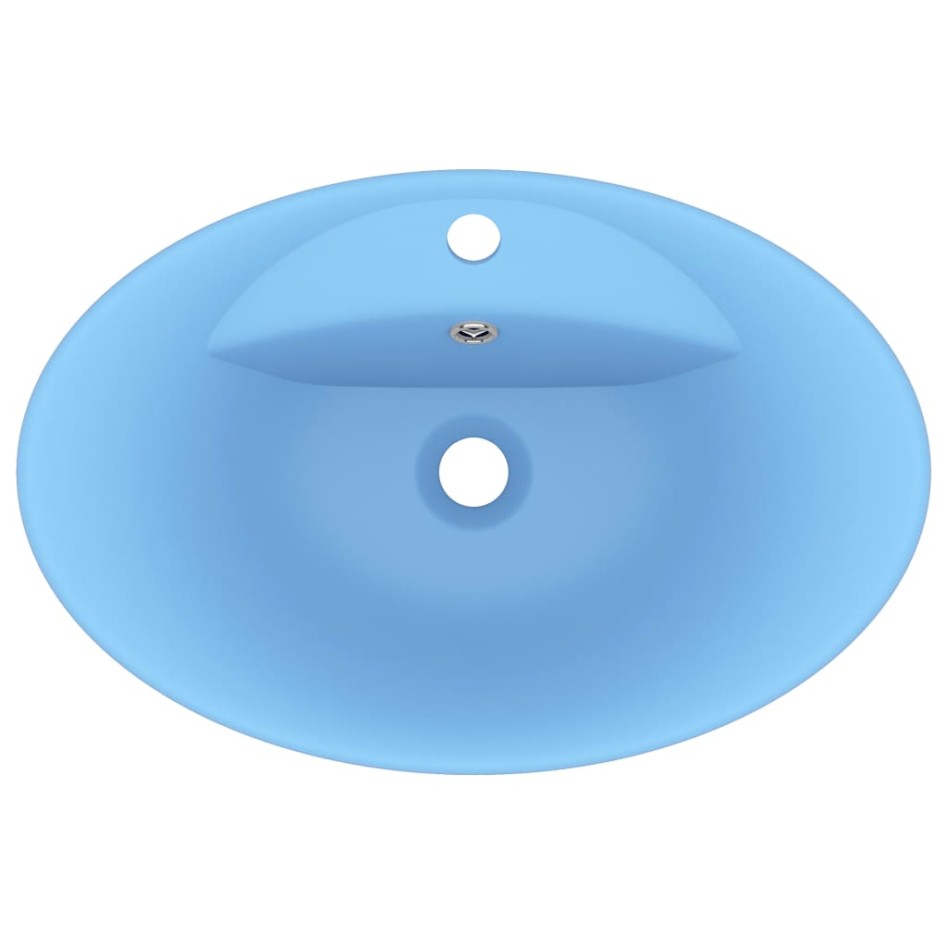 Lavabo lujoso con rebosadero cerámica azul claro 58,5x39