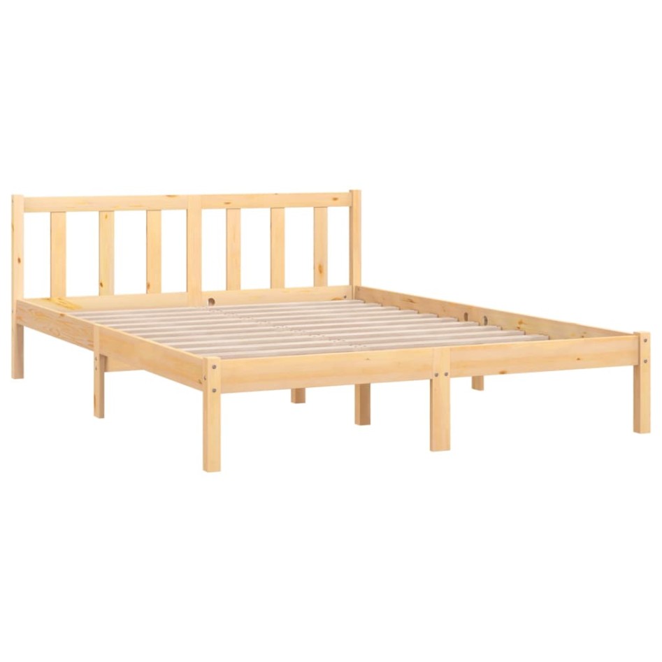 Estructura de cama doble pequeña sin colchón madera