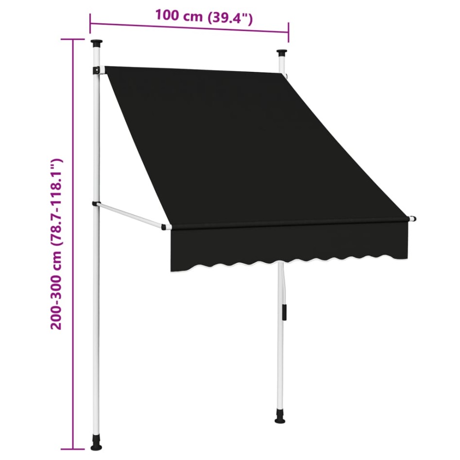 Toldo retráctil de operación manual gris antracita 100