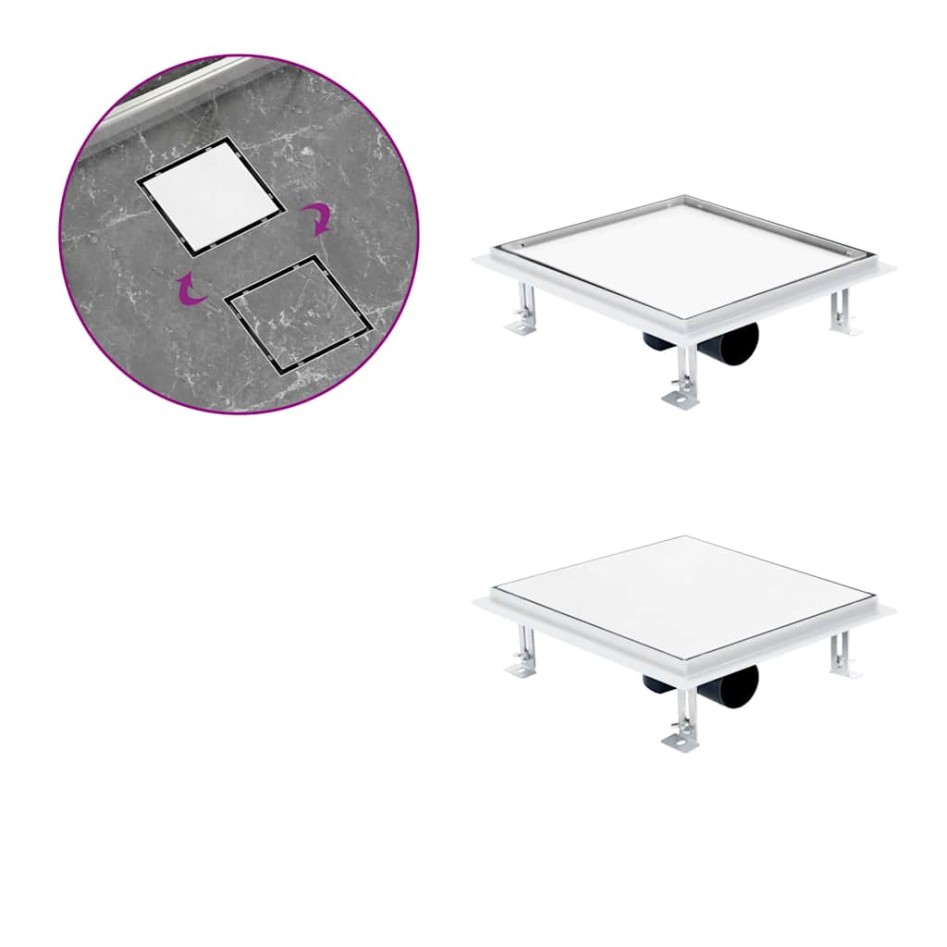 Desagüe de ducha cubierta inserción suelo acero inox. 28x28