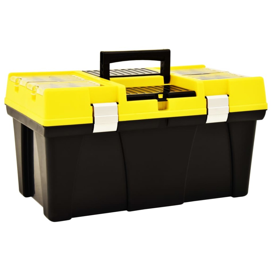 Caja de herramientas de plástico amarillo 595x337x316