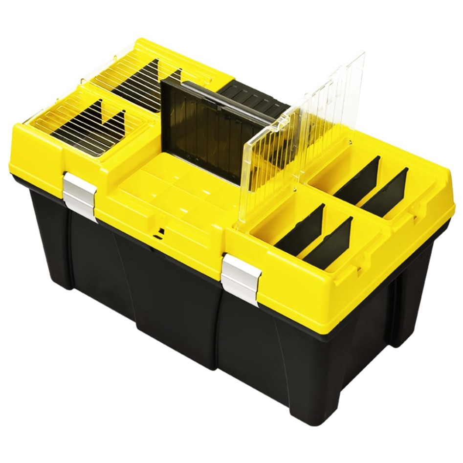 Caja de herramientas de plástico amarillo 595x337x316