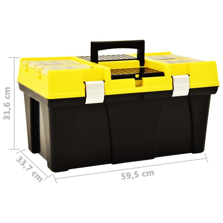 Caja de herramientas de plástico amarillo 595x337x316