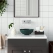 Lavabo de cuarto de baño redondo cerámica verde oscuro
