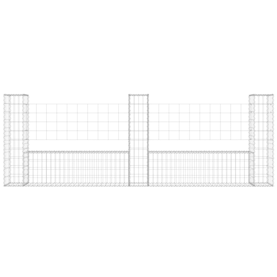 Cesta de gaviones forma de U 3 postes de hierro 260x20x100