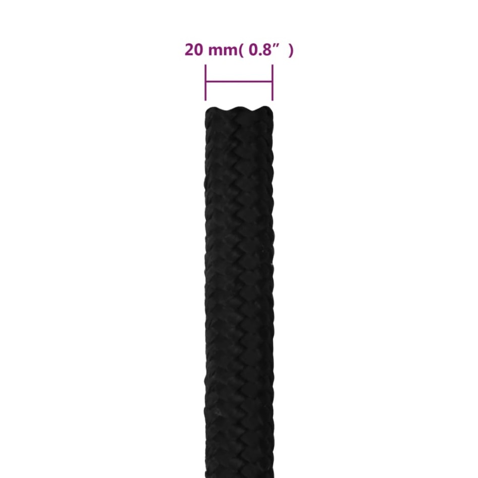 Cuerda de trabajo poliéster negro 20 mm 50