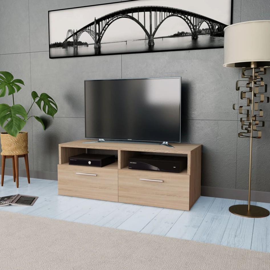 Mueble de TV madera de ingeniería roble 95x35x36