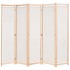 Biombo divisor 5 paneles de tela crema 200x170x4