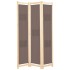 Biombo divisor de 3 paneles de tela marrón 120x170x4
