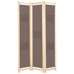 Biombo divisor de 3 paneles de tela marrón 120x170x4 cm