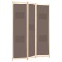 Biombo divisor de 3 paneles de tela marrón 120x170x4