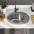 Fregadero cocina con colador y sifón acero inoxidable