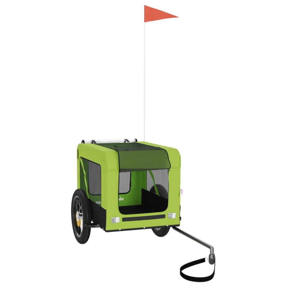 Remolque de bicicleta mascotas hierro tela Oxford verde