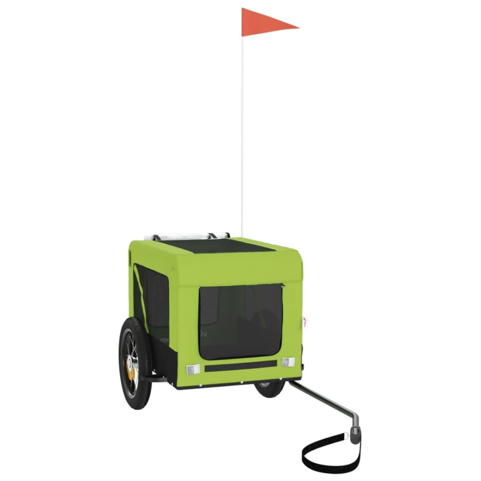 Remolque de bicicleta mascotas hierro tela Oxford verde