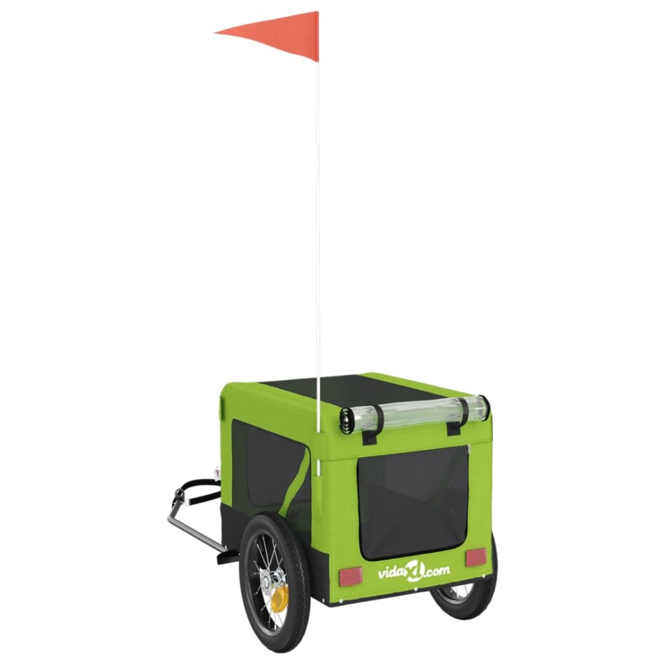 Remolque de bicicleta mascotas hierro tela Oxford verde