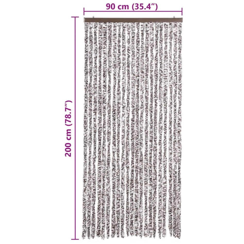 Cortina mosquitera marrón y beige chenilla 90x200