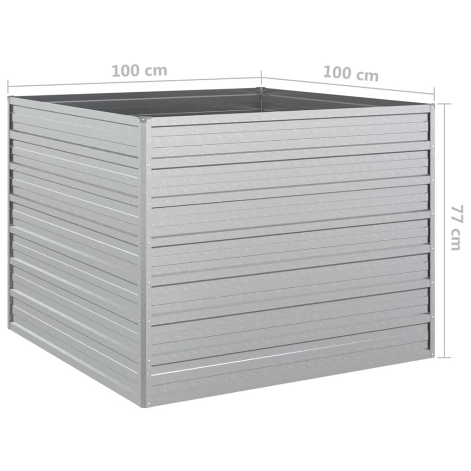 Arriate de acero galvanizado plateado 100x100x77