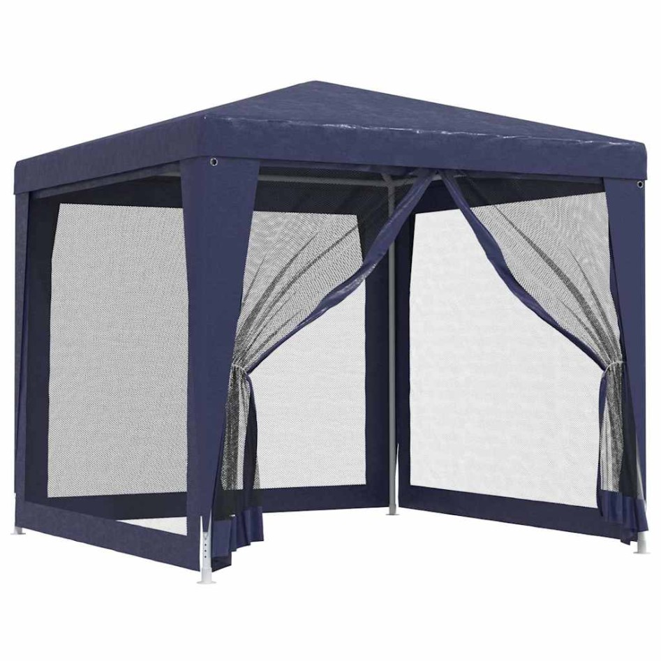 Carpa para fiestas con 4 paredes de malla HDPE azul 2,5x2,5