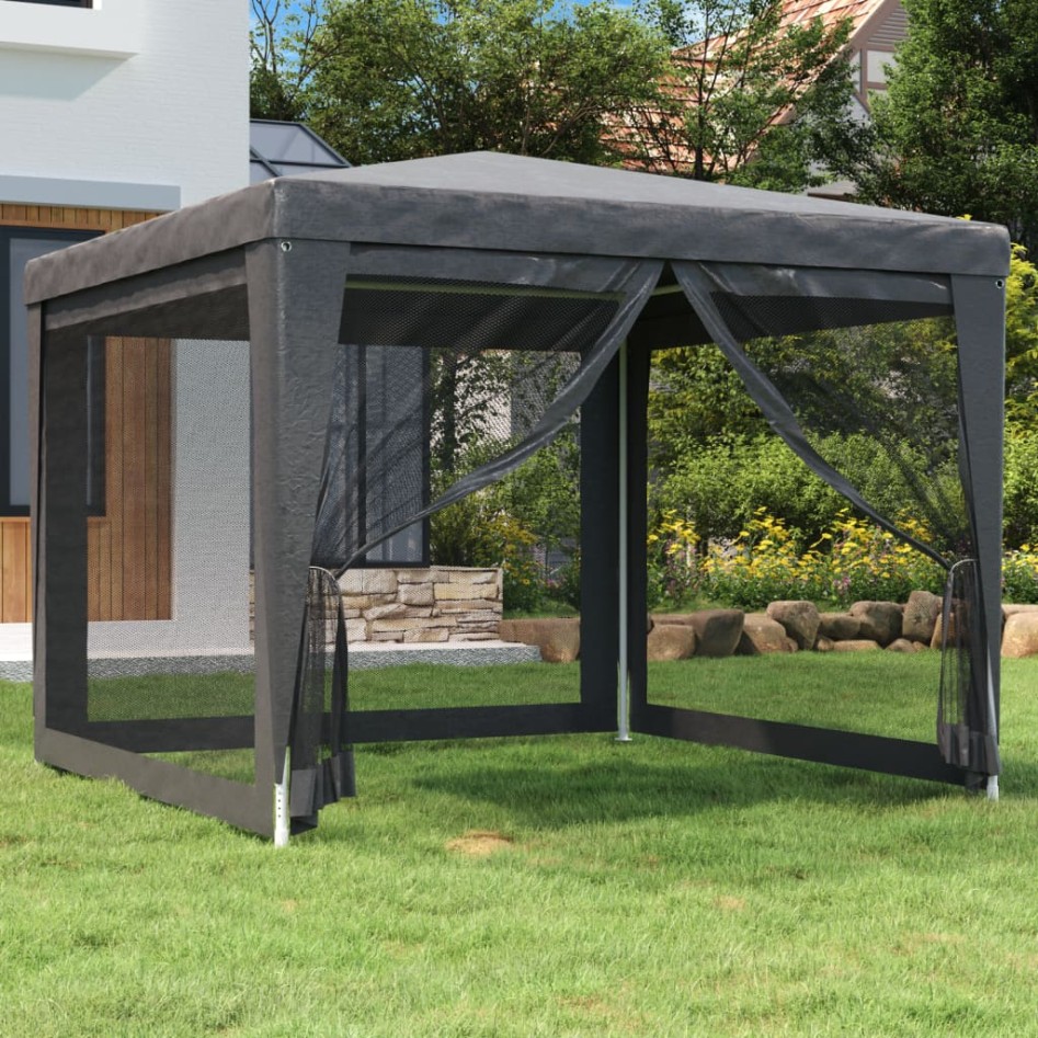 Carpa para fiestas 4 paredes de malla HDPE gris antracita 3x3
