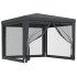 Carpa para fiestas 4 paredes de malla HDPE gris antracita 3x3